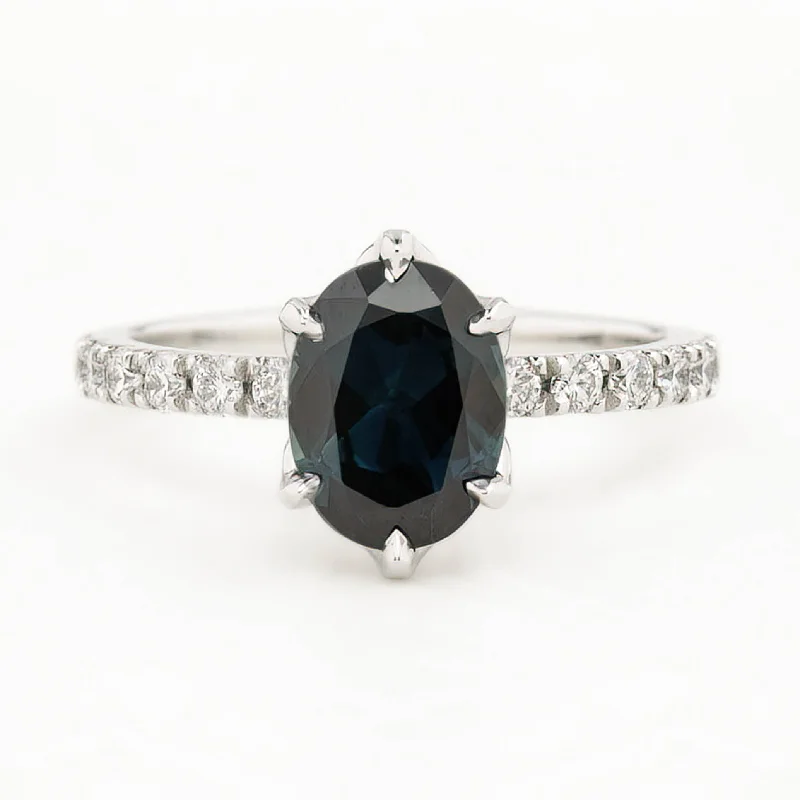 women’s rings with heart-shaped sapphires and diamonds-GIA Certified 2.39ct Deep Teal Blue Queensland Sapphire Maria Luxe Ring, Platinum (One of a kind)