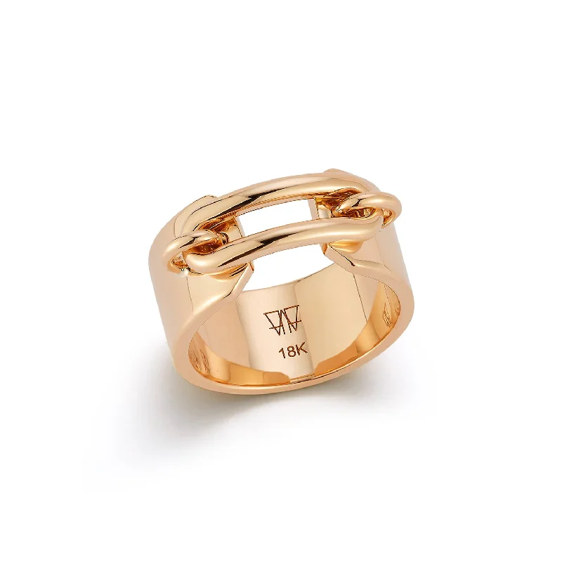 men’s rings with diamond accents and engraved details-MORRELL 18K GOLD ELONGATED OVAL LINK CUFF RING