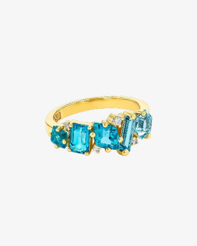 women’s rings with vintage-style diamonds and sapphires-Nadima Blend Aqua Ombre Ring