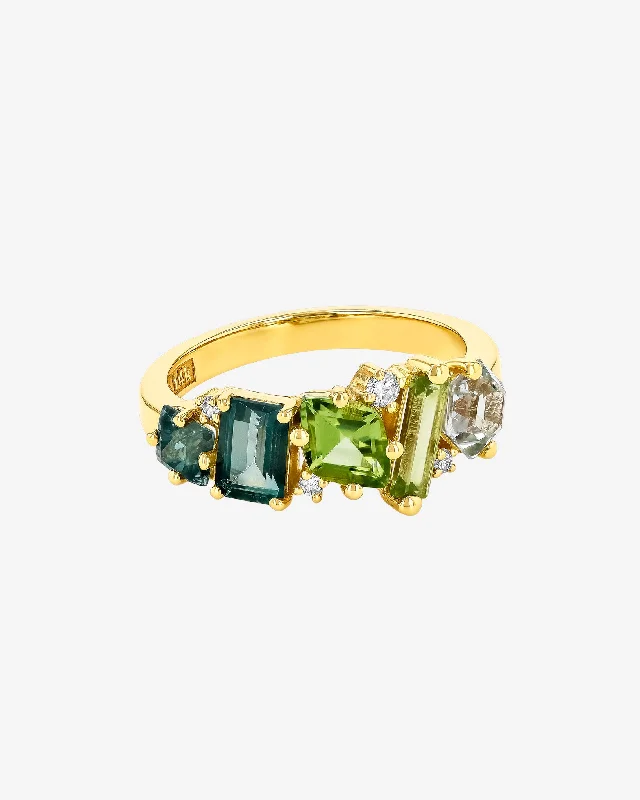 men’s wedding rings with sapphire center stones and diamonds-Nadima Blend Green Ombre Ring