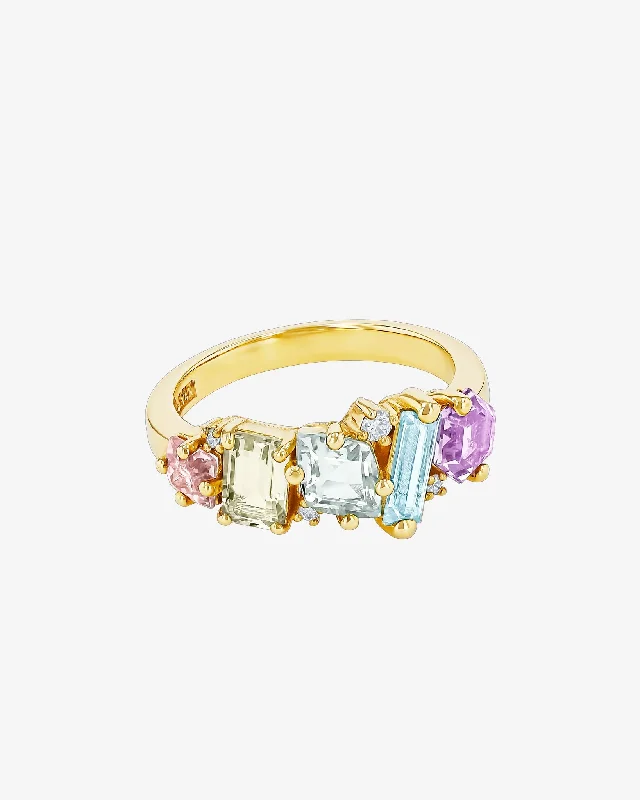 women’s engagement rings with radiant-cut sapphires and diamonds-Nadima Blend Pastel Ring