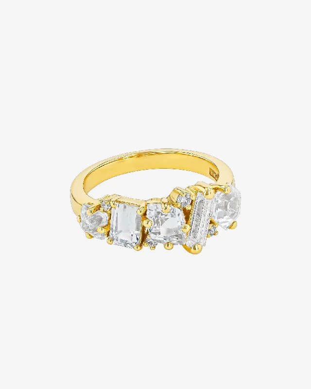 women’s engagement rings with radiant-cut sapphires and diamonds-Nadima Blend White Topaz Ring