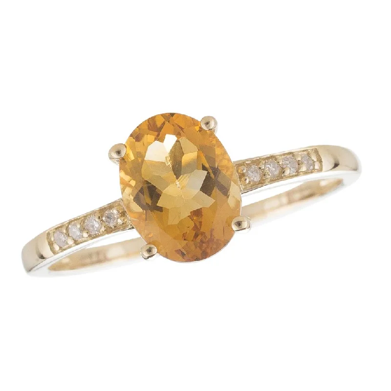 engagement rings with square sapphires and diamond pave-November Birthstone Rings: 14K Yellow Gold Diamond And Citrine Ring