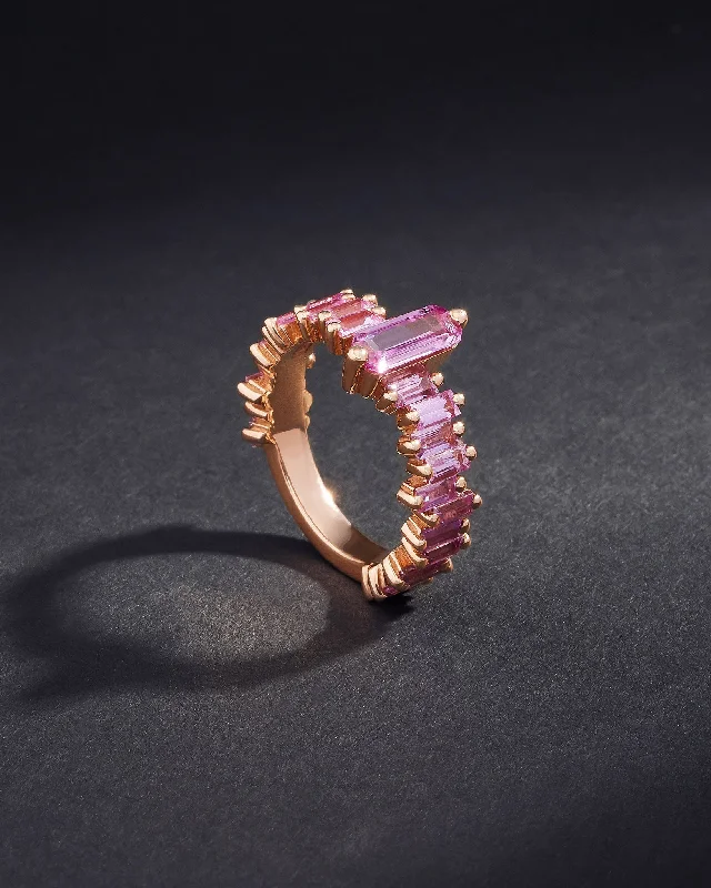 women’s rings with emeralds, sapphires, and diamonds-One of a Kind Aurora Pink Sapphire Ring