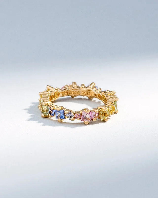 men’s wedding rings with polished finishes and diamond details-Princess Anna Pastel Sapphire Eternity Band