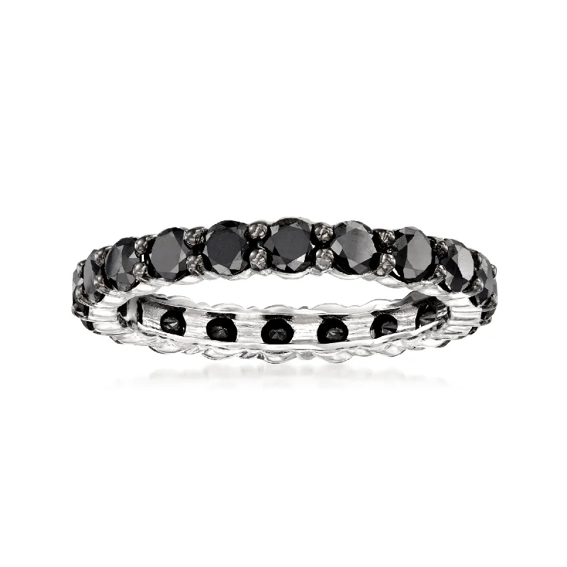 engagement rings with cushion-cut sapphires and diamonds for men-Ross-Simons Black Diamond Eternity Band