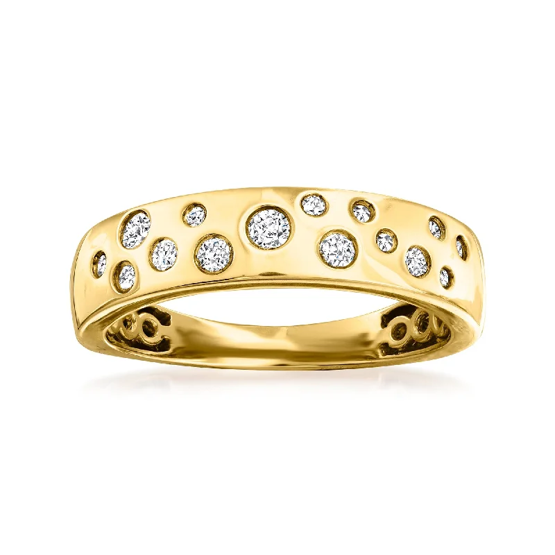 women’s rings with square diamonds and pave sapphires-Ross-Simons Diamond Bezel-Set Ring in 14kt Yellow Gold