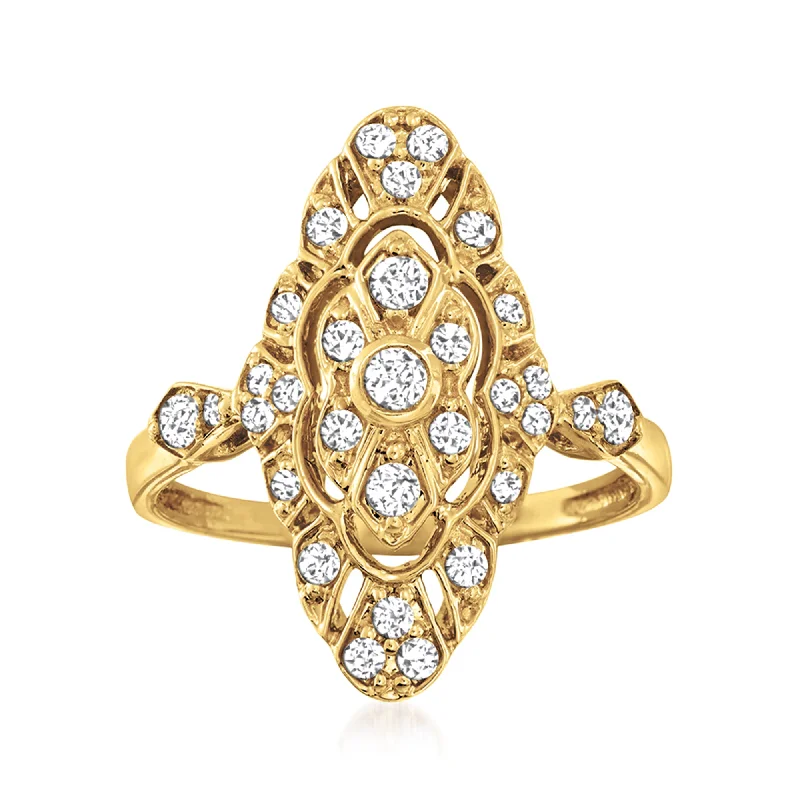 men’s engagement rings with unique sapphire designs-Ross-Simons Diamond Openwork Ring in 14kt Yellow Gold