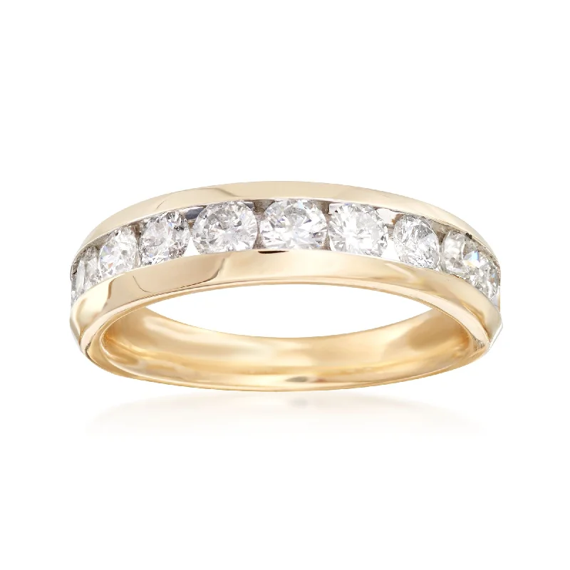 men’s wedding bands with sapphire and diamond pave settings-Ross-Simons Diamond Wedding Ring in 14kt Yellow Gold