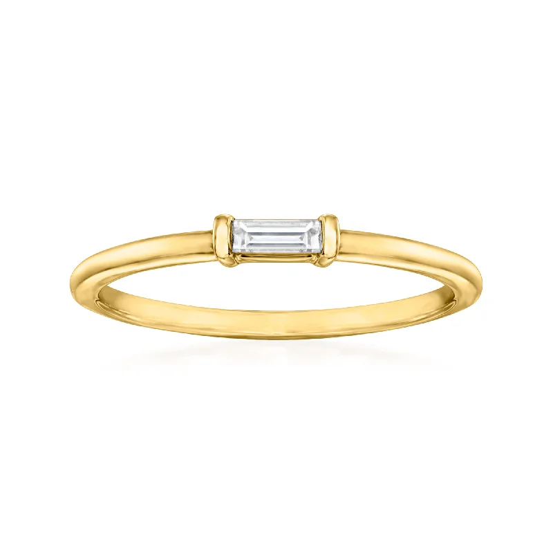 men’s engagement rings with square sapphires and diamonds-RS Pure by Ross-Simons Diamond-Accented Ring in 14kt Yellow Gold