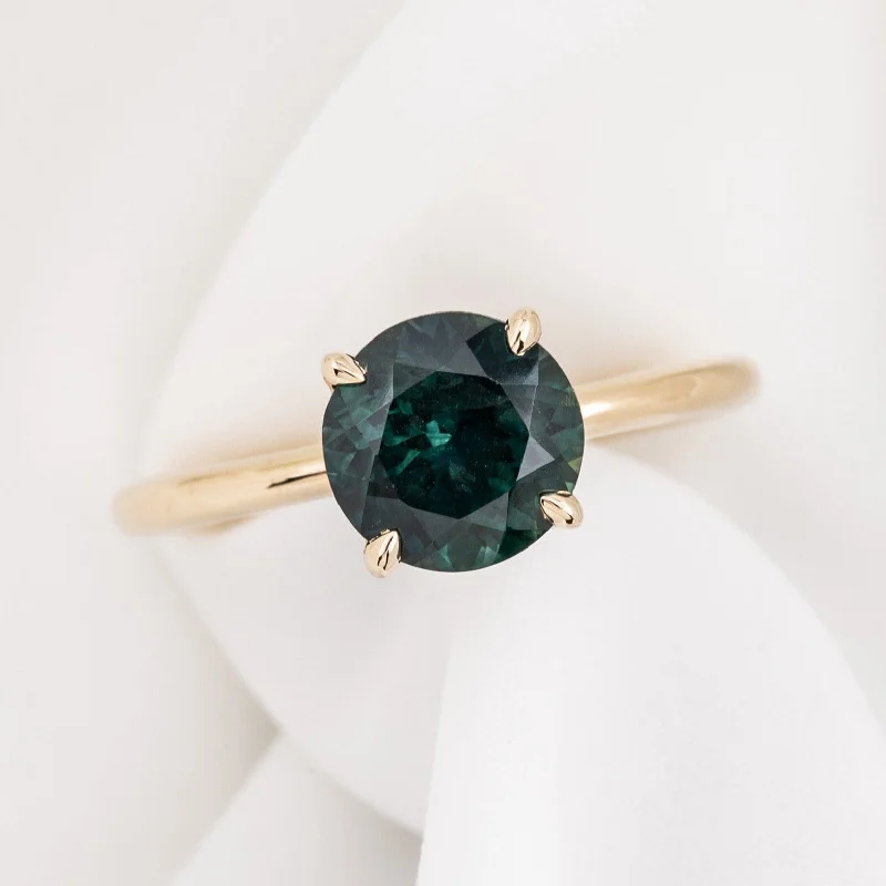 engagement rings with heart-shaped diamonds and sapphire bands-Sara Ring 2.19ct Peacock Green Montana Sapphire, 14k Yellow Gold (One of a kind)