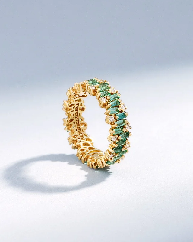 women’s engagement rings with antique-style sapphires-Shimmer Alaia Emerald Eternity Band