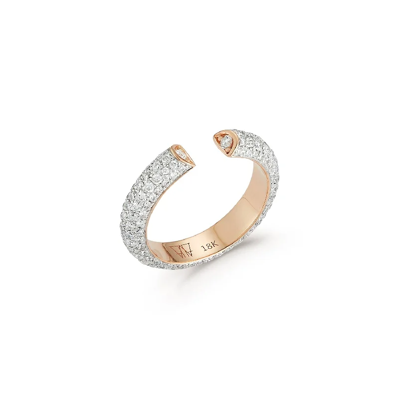 men’s rings with square sapphires and diamond pave-THOBY 18K ALL DIAMOND TUBULAR CUFF RING