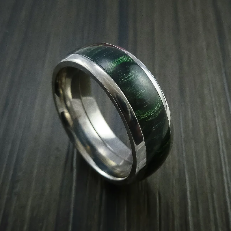 men’s rings with rubies, diamonds, and custom engravings-Titanium Men's Ring with Wood Inlay Custom Made Wedding Band