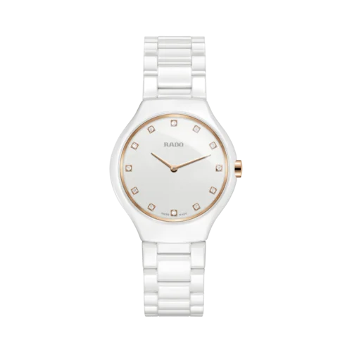 fitness watches with pedometer, heart rate, and calorie tracking-RADO True Thinline Diamonds Watch for Women R27958722