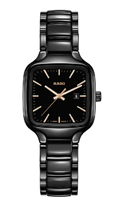 fitness trackers with built-in GPS for outdoor running and cycling-RADO  True Square Watch for Women R27080162