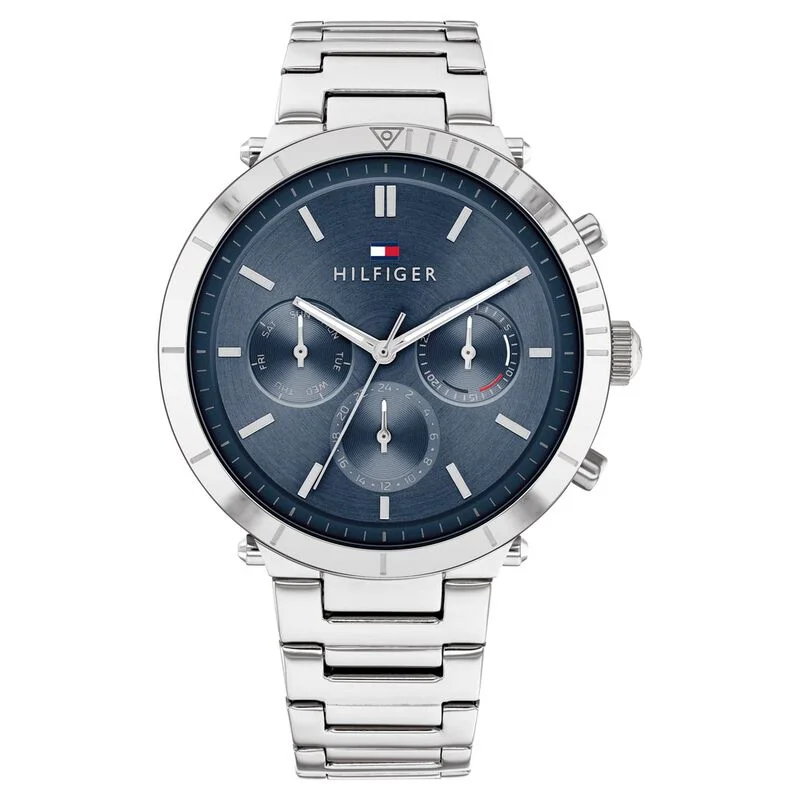 luxury watches with sapphire crystal and polished cases-Tommy Hilfiger Quartz Multifunction Blue Dial Stainless Steel Strap Watch For Women