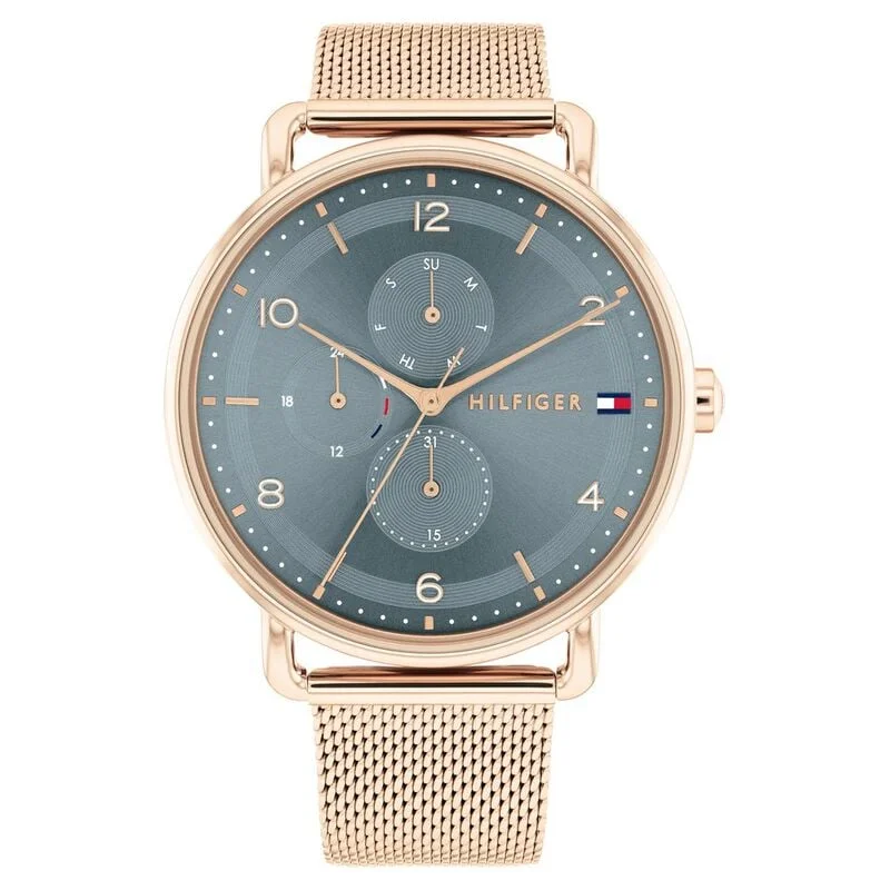 stylish women’s watches with bold faces and unique designs-Tommy Hilfiger Quartz Multifunction Blue Stainless Steel Strap For Women