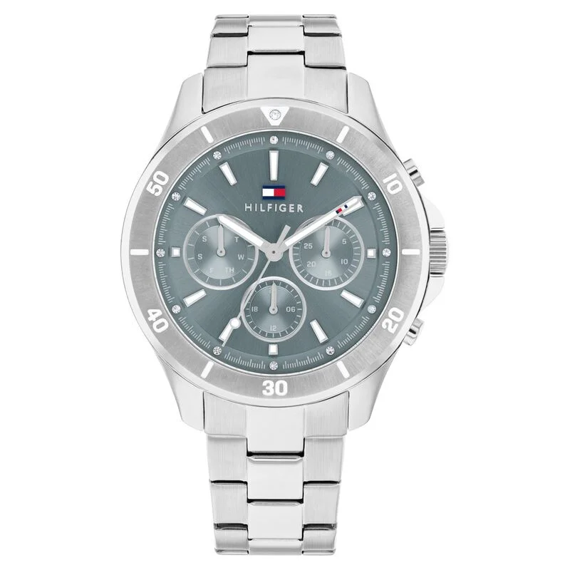 waterproof watches for men with integrated diving features-Tommy Hilfiger Quartz Multifunction Blue Stainless Steel Strap For Women