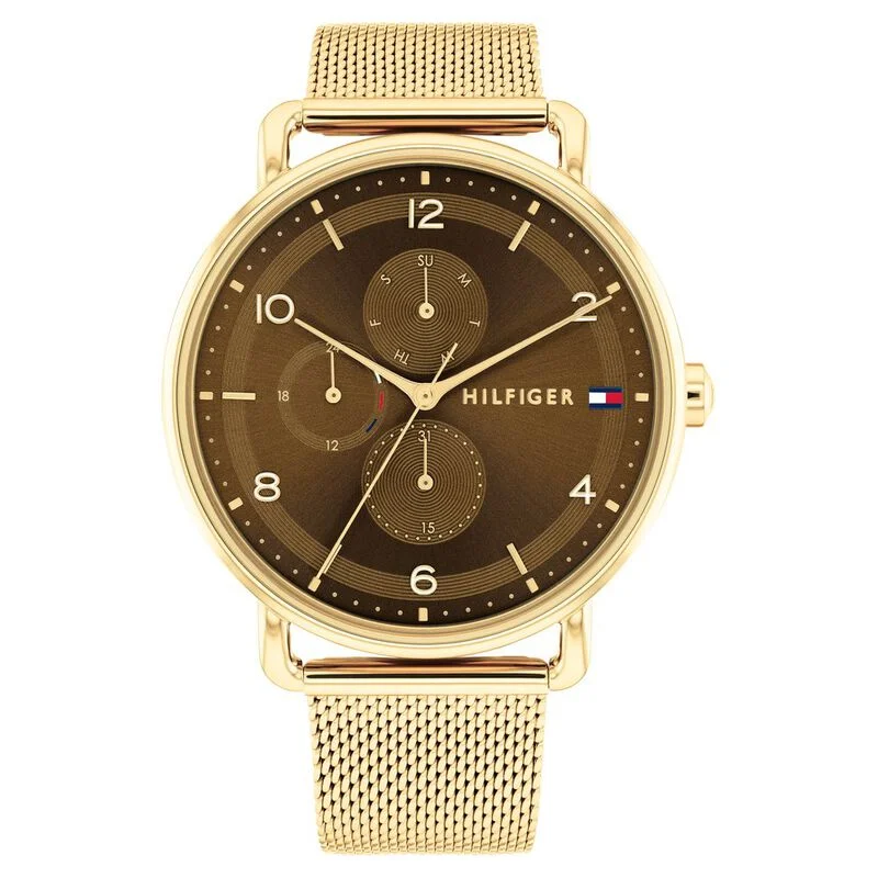 hybrid smartwatches with long-lasting battery and health tracking-Tommy Hilfiger Quartz Multifunction Brown Stainless Steel Strap For Women