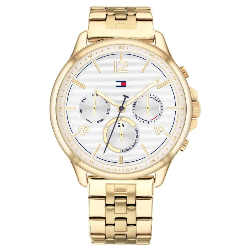 watches for men with bold designs and digital displays-Tommy Hilfiger White Dial Quartz Multifunction Watch For Women