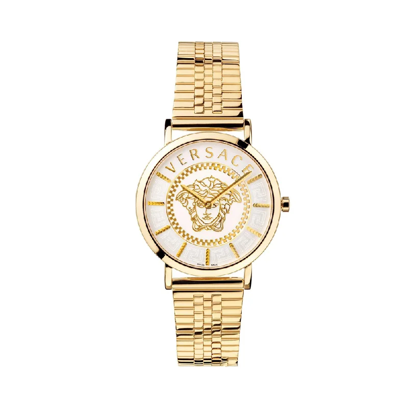 best watches for travel with time zone features-Versace Women's V-Essential VEK401021 Watch