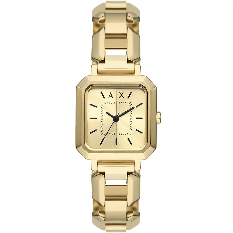 watches for men with digital display and multi-function capabilities-Armani Exchange AX5721 Leila Square Gold Watch