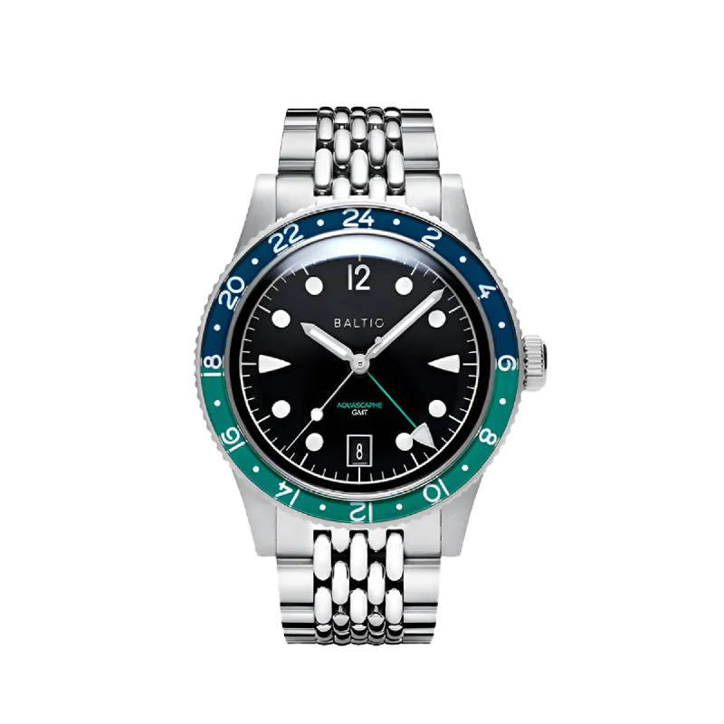 watches with large face for easy-to-read time display-Baltic Aquascaphe GMT Green - Beads of Rice