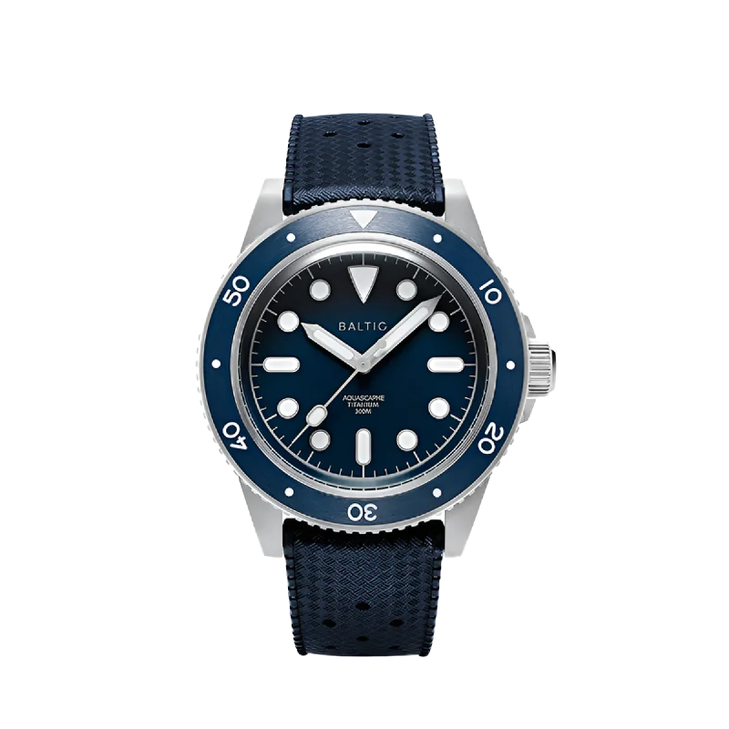 men’s watches with bold dial and chronograph features-Baltic Aquascaphe Titanium Blue - Blue Tropic Strap