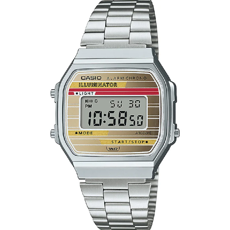 solar-powered watches for men with sustainable and stylish features-Casio A168WEHA-9A Digital Watch