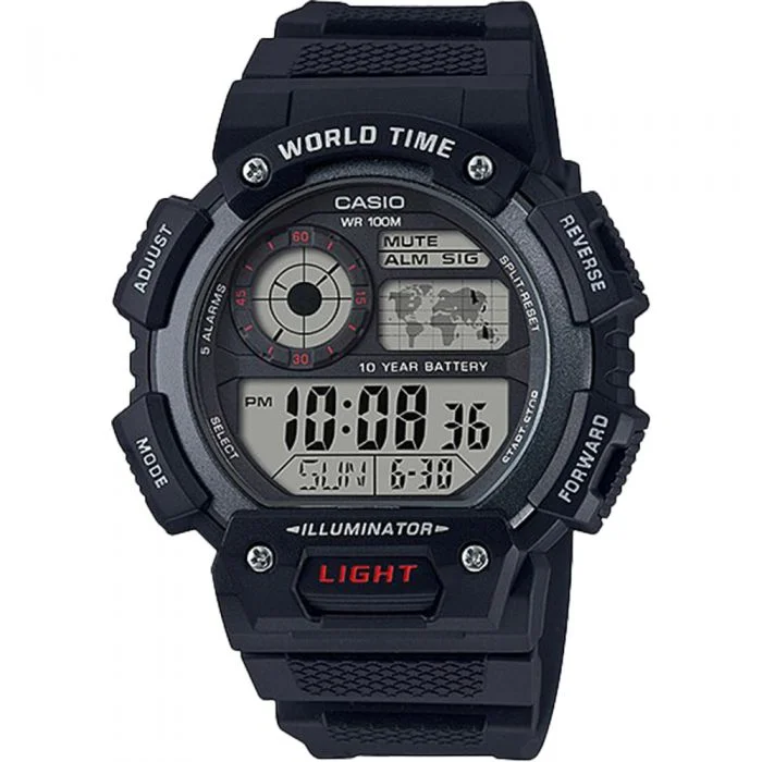 watches for men with minimalist dial and high-quality craftsmanship-Casio AE1400WH-1A World Time Digital Watch