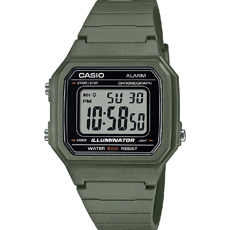 men’s wristwatches with large face and bold design for clarity-Casio W217H-3A Utility Khaki Green Digital Watch