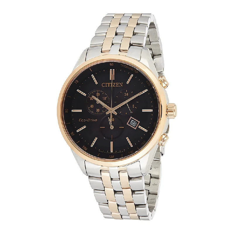 solar-powered watches for women with simple, classic design-Citizen Eco-Drive Analog Black Dial Men's Watch-AT2144-54E