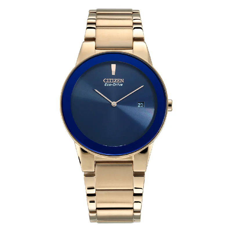 fitness tracking watches with sleep and step monitoring-CITIZEN Eco-Drive Axiom Analog Blue Dial Men's Watch-AU1066-80L