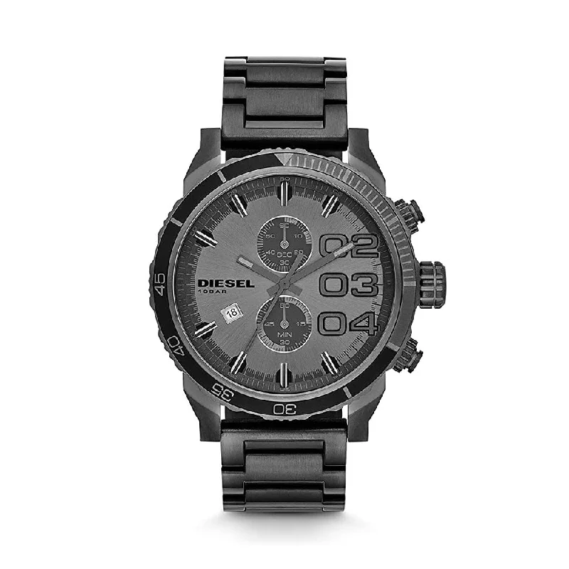 solar-powered watches with simple design for everyday wear-Diesel Double Dow Analog Grey Dial Men's Watch-DZ4314