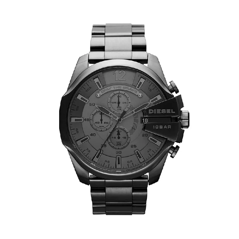 solar-powered watches for men with sustainable and stylish features-DIESEL DZ4282 Mega Chief Gun-Metal Chronograph Watch For Men