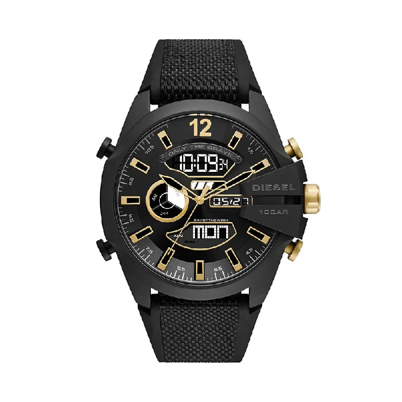 hybrid smartwatches for health-conscious individuals with wellness features-Diesel Mega Chief Analog-Digital Black Dial Men's Watch-DZ4552