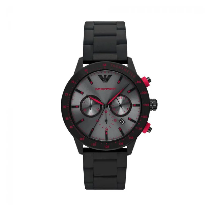 solar-powered watches with eco-friendly materials and designs-Emporio Armani Analog Grey Dial Men's Watch-AR11392