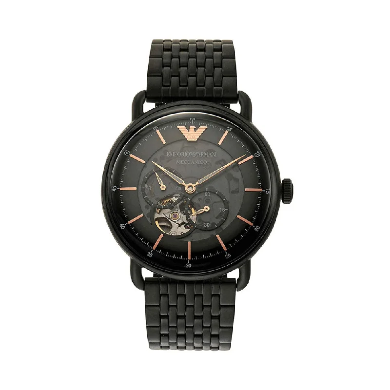 luxury watches with moonphase complication and premium materials-Emporio Armani Aviator Analog Black Dial Men's Watch-AR60025