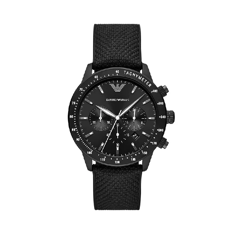 solar-powered watches for men with sustainable and stylish features-Emporio Armani Mario Analog Black Dial Men's Watch-AR11453