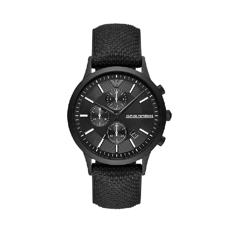 sports watches with digital functions for athletes and adventurers-Emporio Armani Renato Analog Black Dial Men's Watch-AR11457