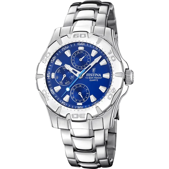 solar-powered watches for women with minimalistic designs-Festina Multifunction Stainless Steel Multifunction Mens Watch I Model F16242/m Quartz Movement