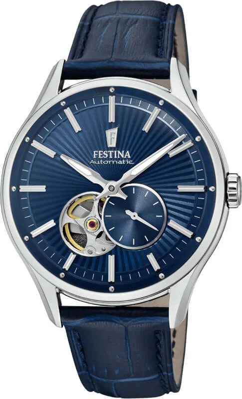 watches for men with rugged design and military-inspired aesthetics-Festina Automatic Leather Analog Mens Watch I Model F16975/2 Automatic Movement