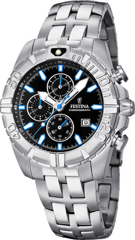 hybrid smartwatches with long battery life and fitness apps-Festina Chrono Sport Stainless Steel Chronograph Mens Watch I Model F20355/3 Quartz Movement