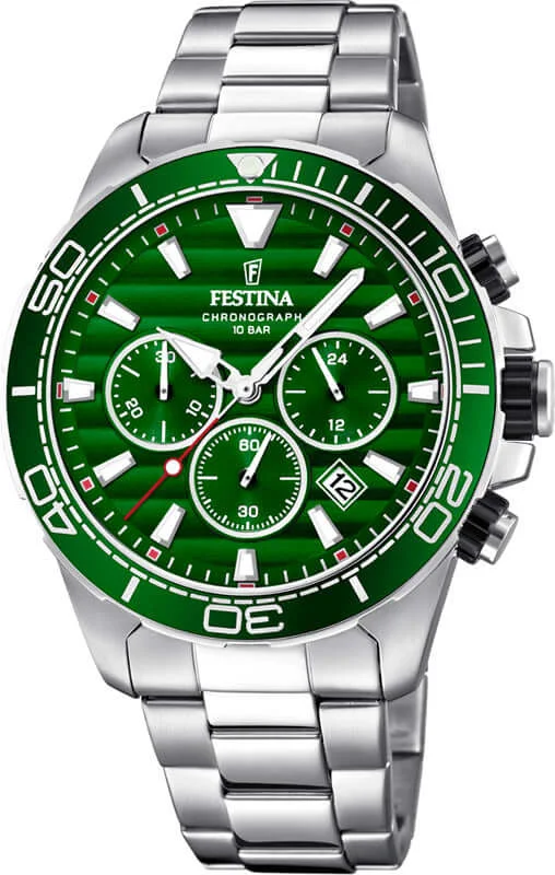 waterproof smartwatches for athletes and water sports enthusiasts-Festina Prestige Stainless Steel Chronograph Mens Watch I Model F20361/5 Quartz Movement