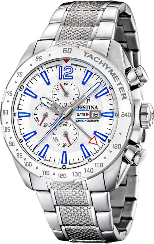 waterproof watches for men with dive-ready functionality-Festina Chrono Sport Stainless Steel Chronograph Mens Watch I Model F20439/1 Quartz Movement