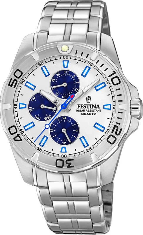 fitness watches with water resistance for swimming and outdoor workouts-Festina Multifunction Stainless Steel Multifunction Mens Watch I Model F20445/1 Quartz Movement