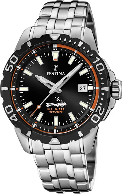 luxury men’s watches with mechanical movement-Festina The Originals Stainless Steel Analog Mens Watch I Model F20461/3 Quartz Movement