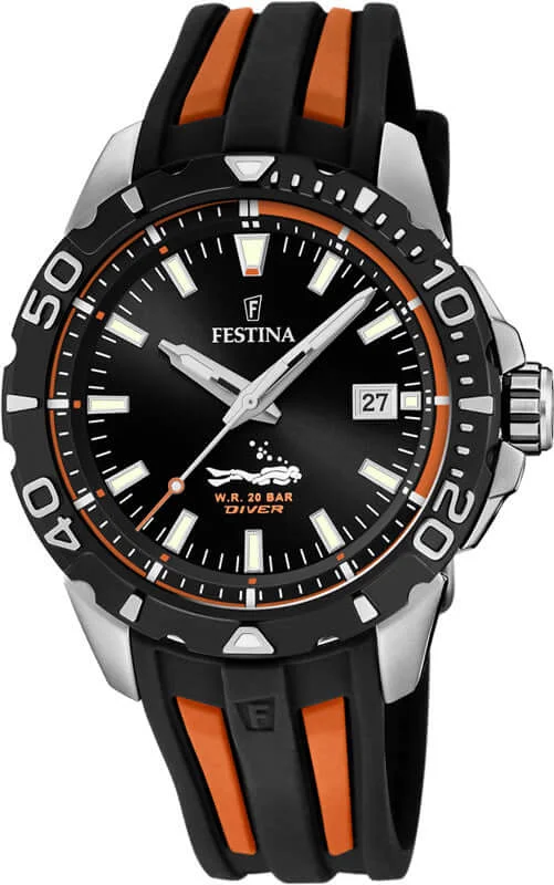 eco-friendly watches with sustainable materials-Festina The Originals Rubber Analog Mens Watch I Model F20462/3 Quartz Movement