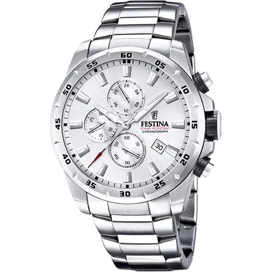 sport watches for men with stopwatch and lap timer functions-Festina Chrono Sport Stainless Steel Chronograph Mens Watch I Model F20463/1 Quartz Movement